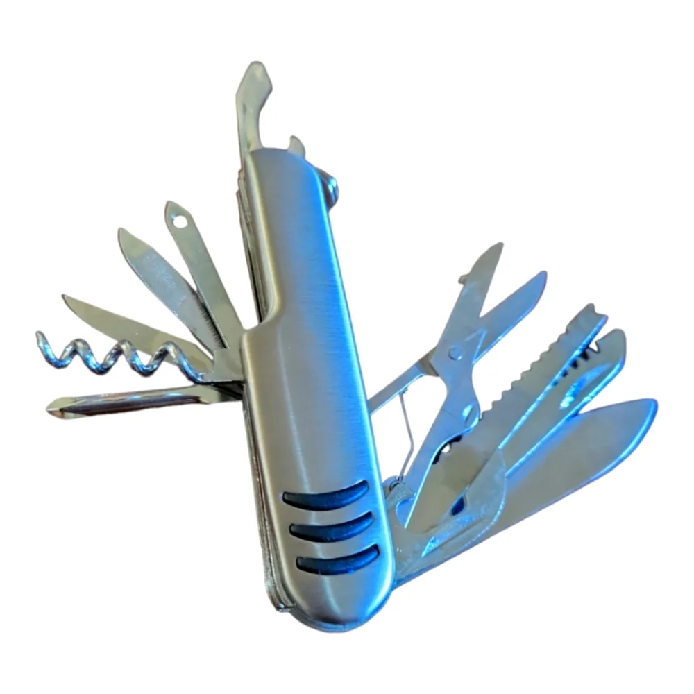 1 NWT 11 Function Third Aluminum Handle Stainless Steel Blade Knife Scissors Saw